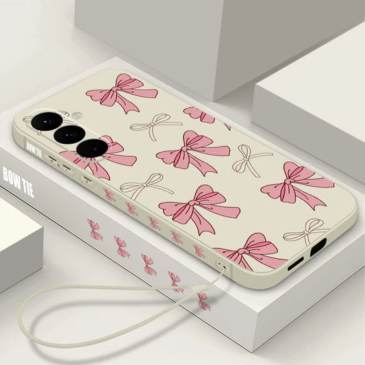 Pink Bow Phone Case For Samsung Galaxy S26 S25 S24 S22 S23 Ultra S23 Plus S25 FE A56 A17 A16 A36 A55 A54 A53 A15 A35 Soft Cover