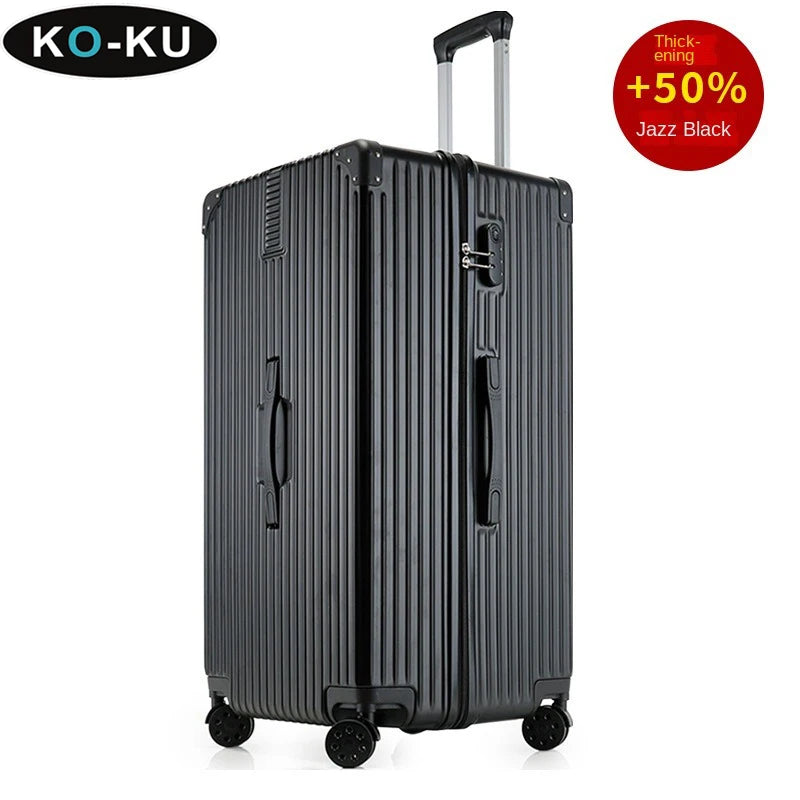 KO-KU Oversized 40/50/60'' Aluminium Frame Suitcase ABS + PC Thickened Trolley Case Large Capacity Luggage 20 Carry on Suitcase