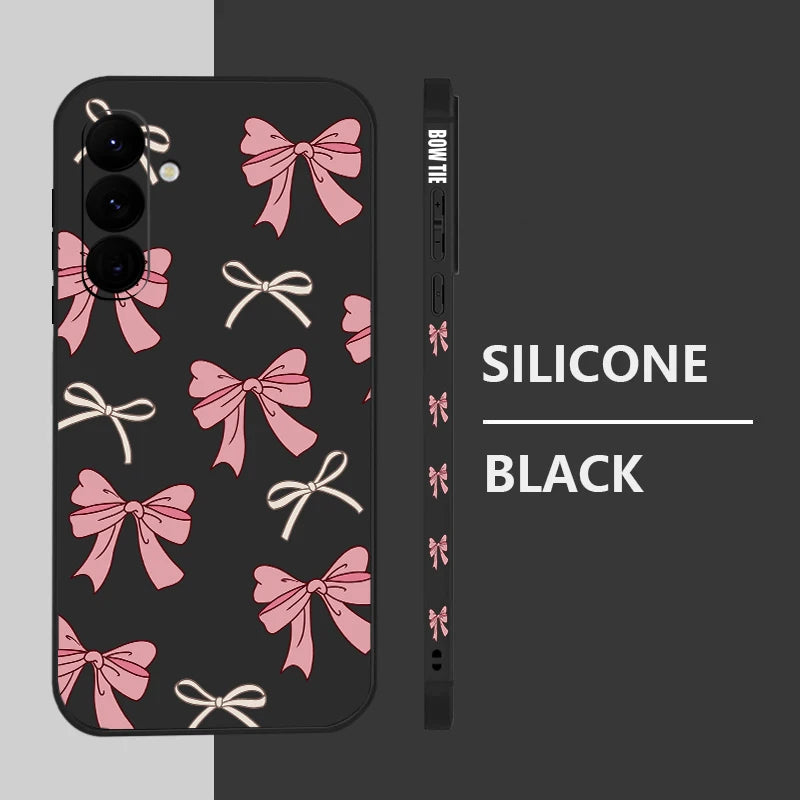 Pink Bow Phone Case For Samsung Galaxy S26 S25 S24 S22 S23 Ultra S23 Plus S25 FE A56 A17 A16 A36 A55 A54 A53 A15 A35 Soft Cover