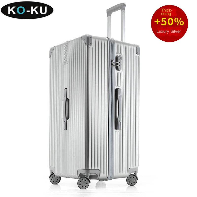 KO-KU Oversized 40/50/60'' Aluminium Frame Suitcase ABS + PC Thickened Trolley Case Large Capacity Luggage 20 Carry on Suitcase