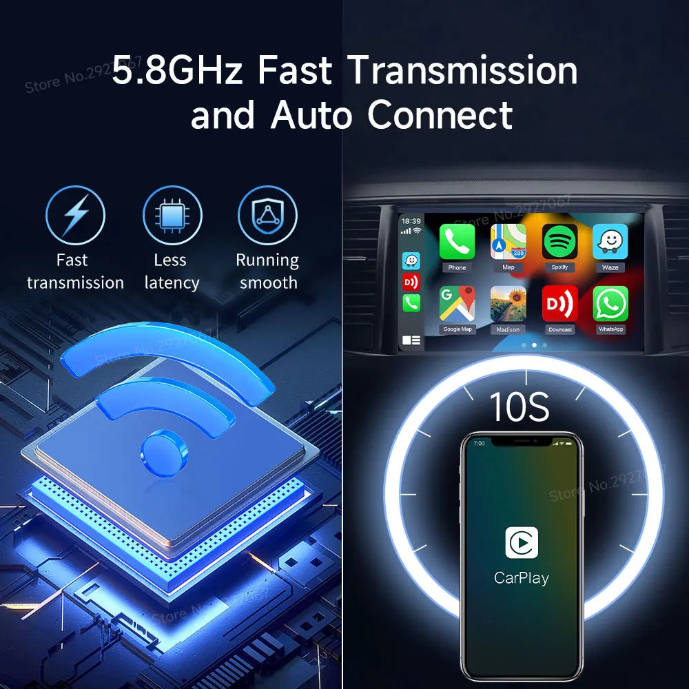 CarlinKit 5.0 & 4.0 Wireless CarPlay Adapter Android Auto Dongle Smart Car Play Box for iOS & Android Multi-Device Supported