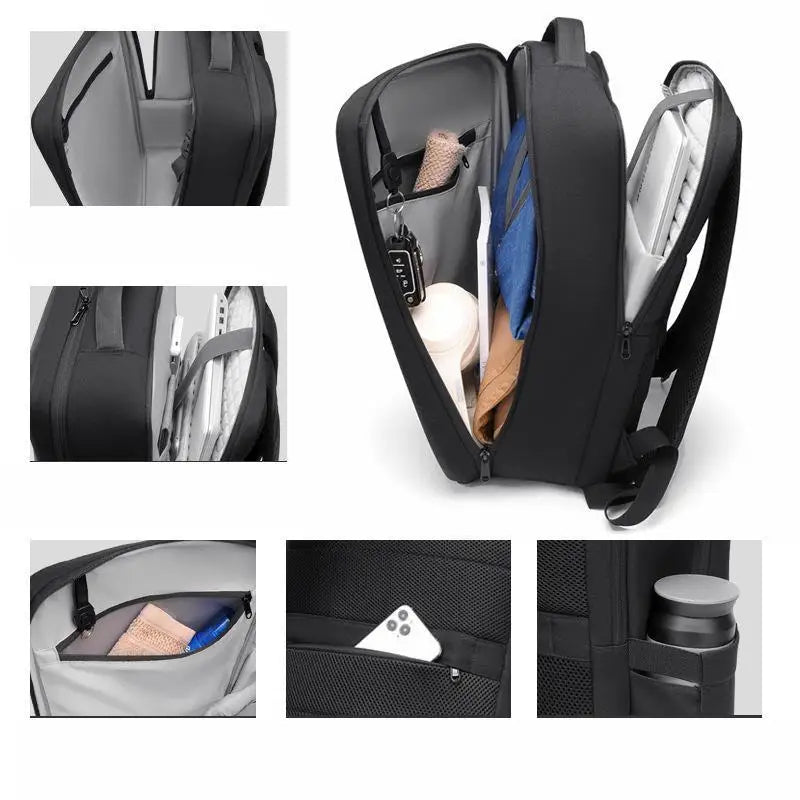 New Men's Backpack High-end Sense Fashion Travel Hard Shell Backpack Commuter Computer Bag Lightweight Large Capacity School Bag