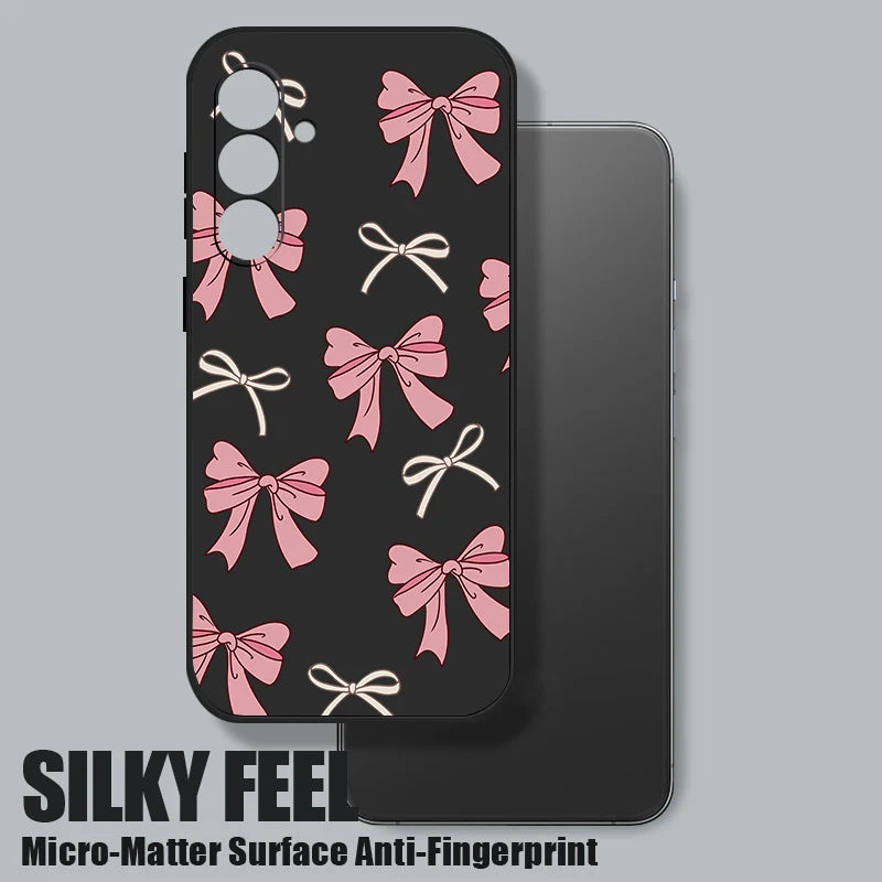 Pink Bow Phone Case For Samsung Galaxy S26 S25 S24 S22 S23 Ultra S23 Plus S25 FE A56 A17 A16 A36 A55 A54 A53 A15 A35 Soft Cover