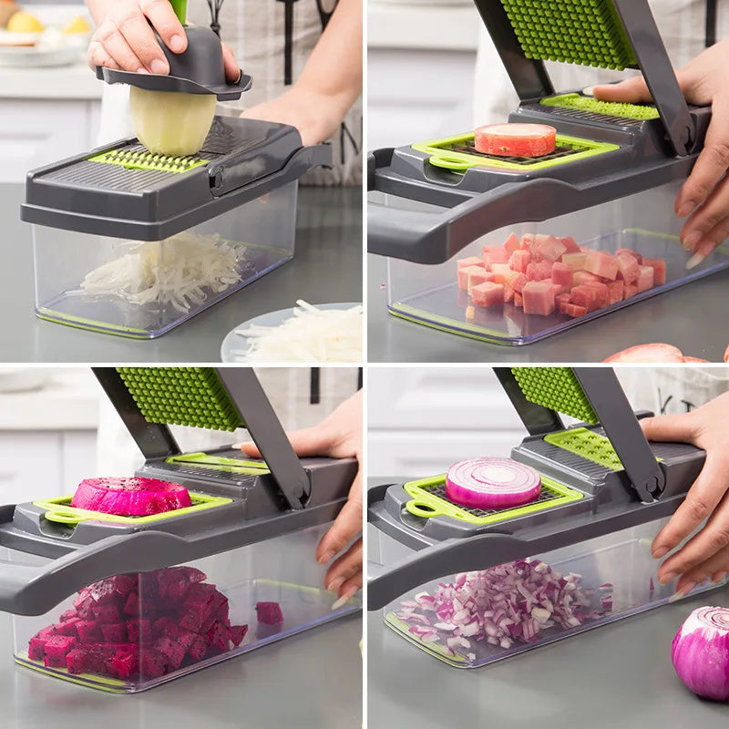 16-in-1 Multi-Functional Vegetable Chopper, Dicer & Slicer with Storage Container