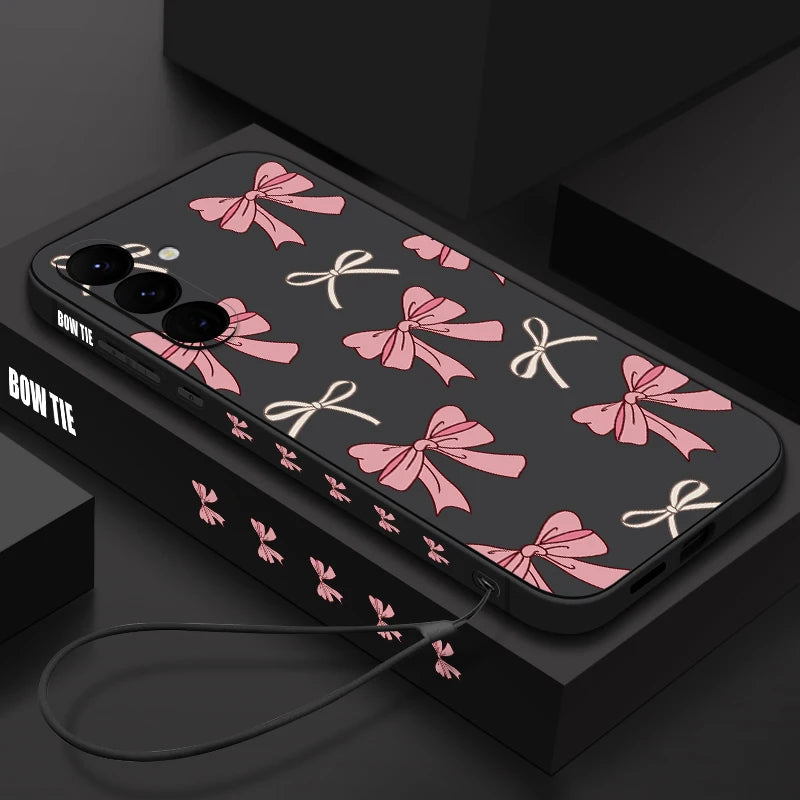 Pink Bow Phone Case For Samsung Galaxy S26 S25 S24 S22 S23 Ultra S23 Plus S25 FE A56 A17 A16 A36 A55 A54 A53 A15 A35 Soft Cover