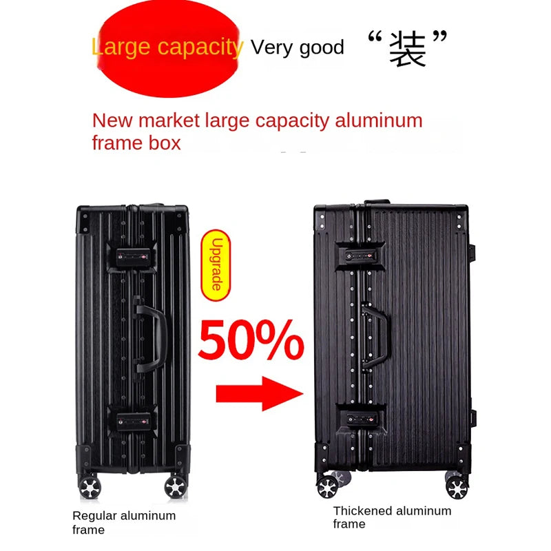KO-KU Oversized 40/50/60'' Aluminium Frame Suitcase ABS + PC Thickened Trolley Case Large Capacity Luggage 20 Carry on Suitcase